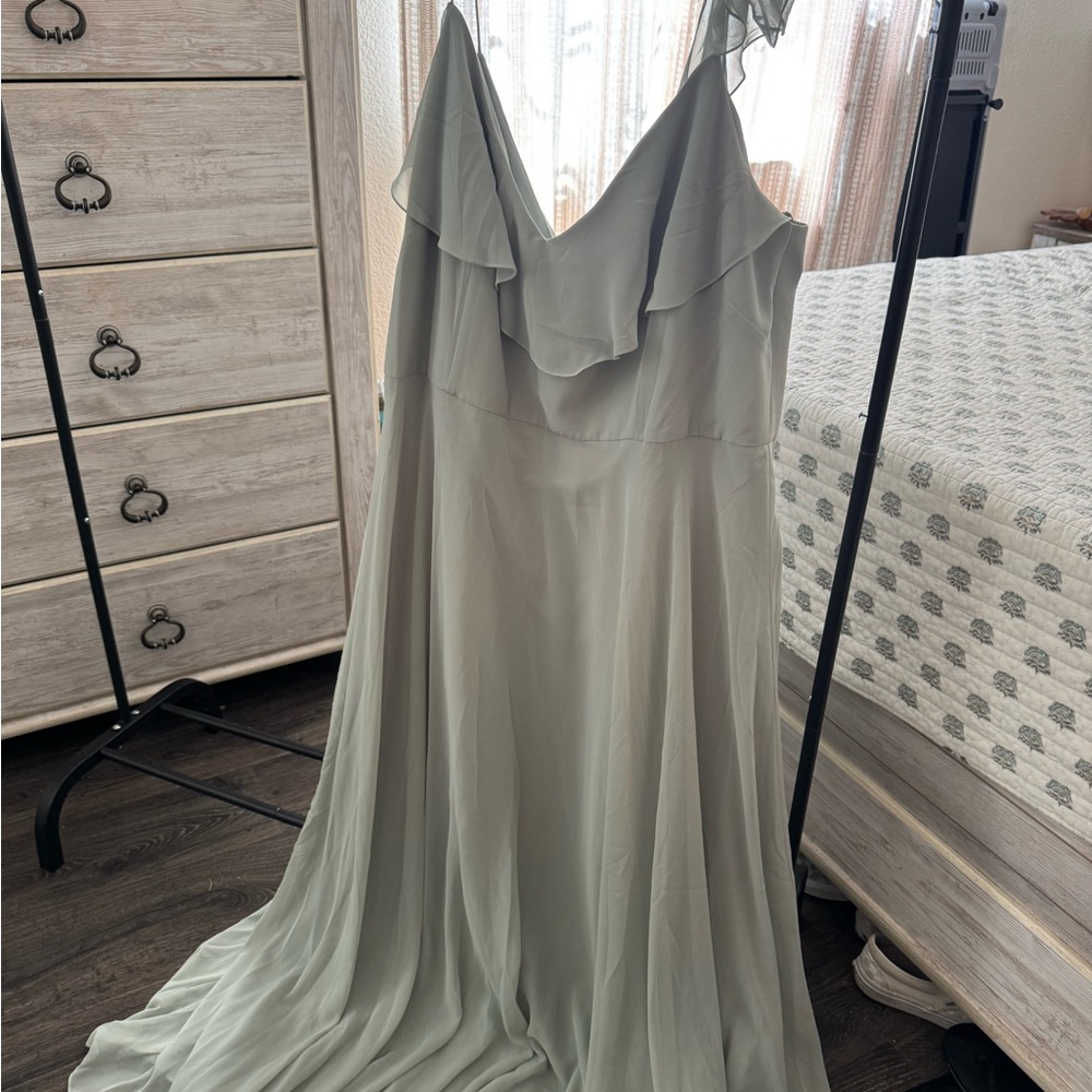 Jenny Yoo Green Pleated Maxi Gown for Weddings